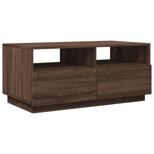 Table basse avec lumières LED chêne marron 90x49x40 cm - Photo n°3; ?>