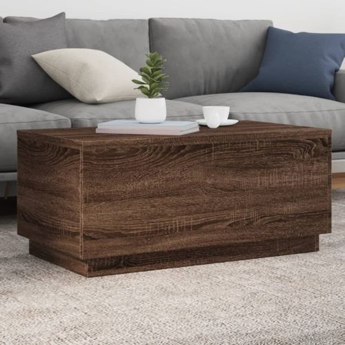 Table basse avec lumières LED chêne marron 90x50x40 cm - Photo n°2; ?>