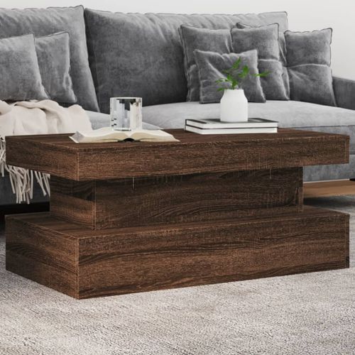 Table basse avec lumières LED chêne marron 90x50x40 cm - Photo n°2; ?>