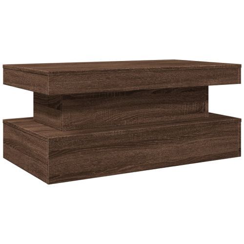 Table basse avec lumières LED chêne marron 90x50x40 cm - Photo n°3; ?>