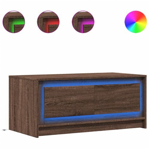 Table basse avec lumières LED chêne marron bois d'ingénierie - Photo n°2; ?>