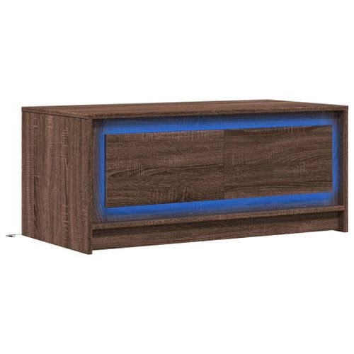 Table basse avec lumières LED chêne marron bois d'ingénierie - Photo n°3; ?>