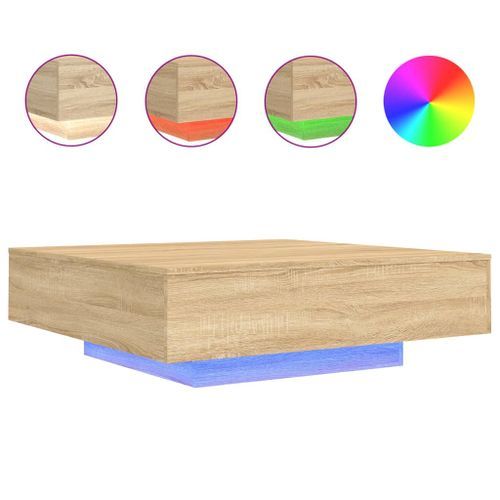 Table basse avec lumières LED chêne sonoma 100x100x31 cm - Photo n°2; ?>