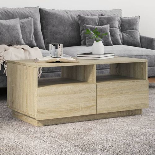 Table basse avec lumières LED chêne sonoma 90x49x40 cm - Photo n°2; ?>