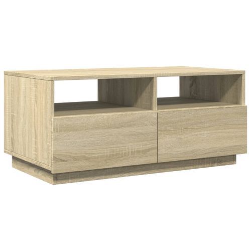 Table basse avec lumières LED chêne sonoma 90x49x40 cm - Photo n°3; ?>