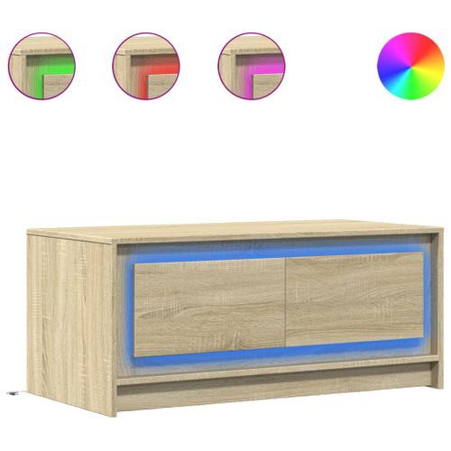 Table basse avec lumières LED chêne sonoma bois d'ingénierie - Photo n°2; ?>