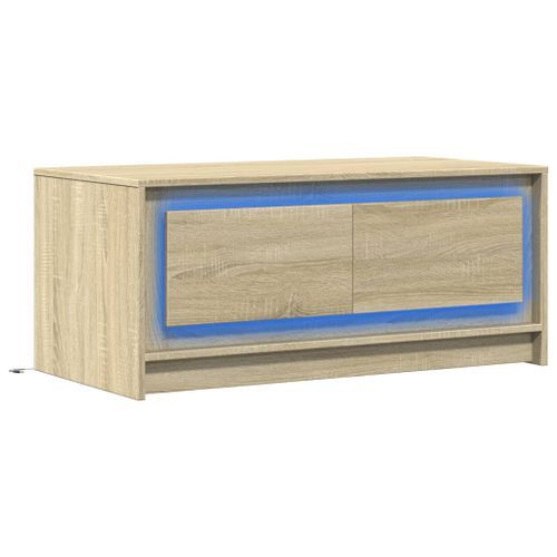 Table basse avec lumières LED chêne sonoma bois d'ingénierie - Photo n°3; ?>