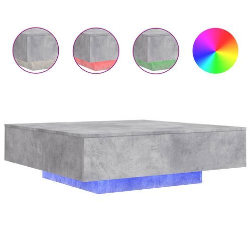 Table basse avec lumières LED gris béton 100x100x31 cm - Photo n°2; ?>