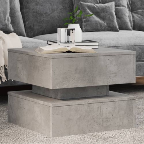 Table basse avec lumières LED gris béton 50x50x40 cm - Photo n°2; ?>