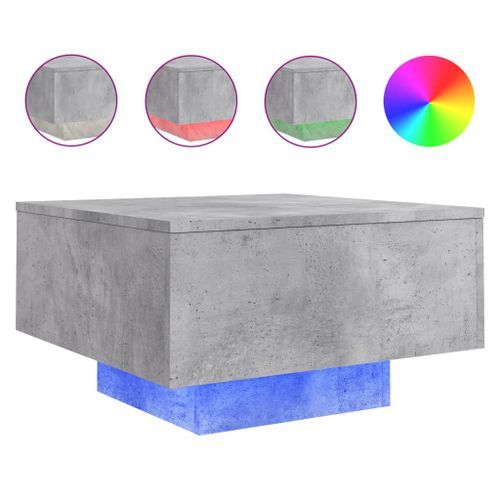 Table basse avec lumières LED gris béton 55x55x31 cm - Photo n°2; ?>