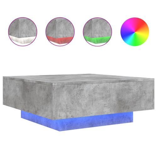 Table basse avec lumières LED gris béton 80x80x31 cm - Photo n°2; ?>