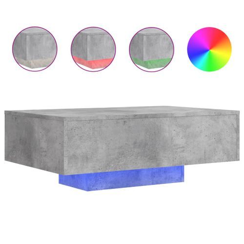 Table basse avec lumières LED gris béton 85x55x31 cm - Photo n°2; ?>