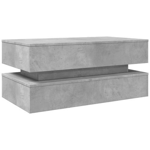 Table basse avec lumières LED gris béton 90x50x40 cm - Photo n°3; ?>