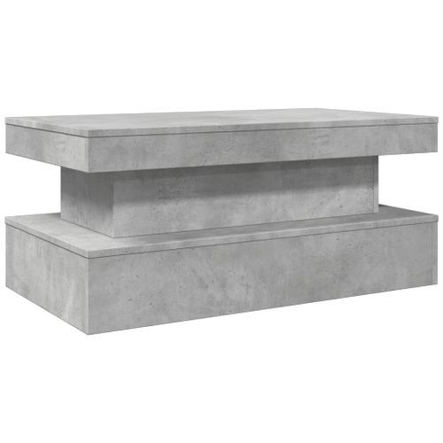 Table basse avec lumières LED gris béton 90x50x40 cm - Photo n°3; ?>