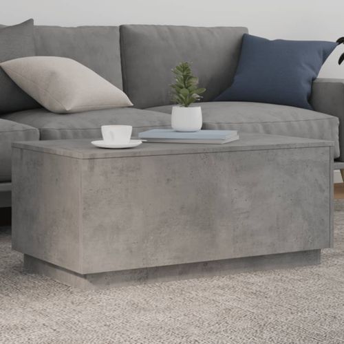 Table basse avec lumières LED gris béton 90x50x40 cm - Photo n°2; ?>