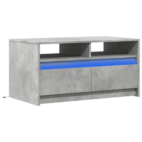 Table basse avec lumières LED gris béton bois d'ingénierie - Photo n°3; ?>