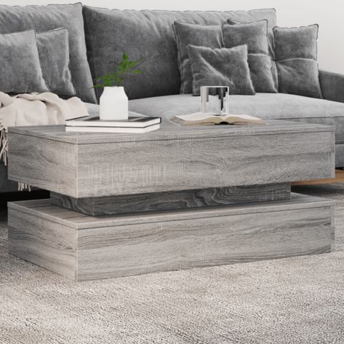 Table basse avec lumières LED gris sonoma 90x50x40 cm - Photo n°2; ?>