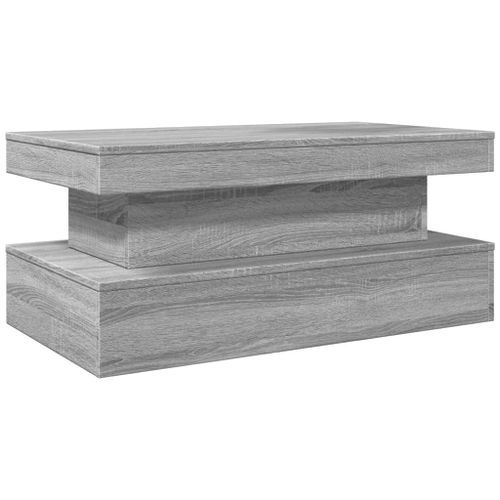 Table basse avec lumières LED gris sonoma 90x50x40 cm - Photo n°3; ?>