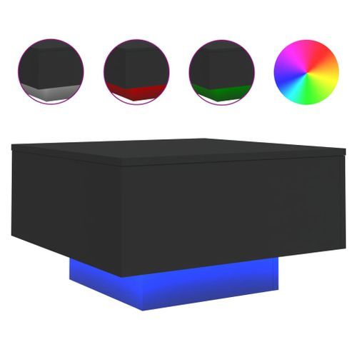 Table basse avec lumières LED noir 55x55x31 cm - Photo n°2; ?>