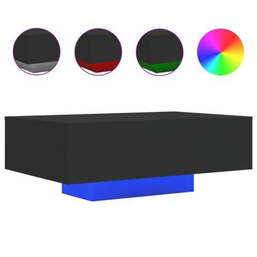 Table basse avec lumières LED noir 85x55x31 cm - Photo n°2; ?>