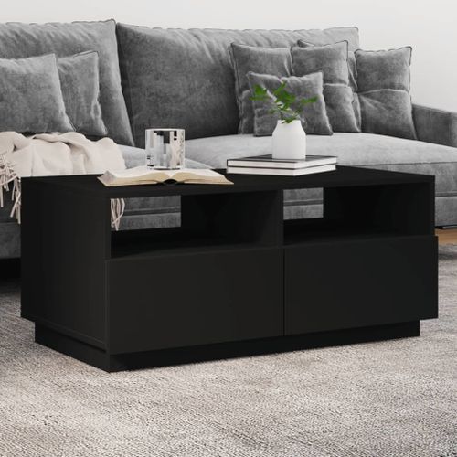 Table basse avec lumières LED noir 90x49x40 cm - Photo n°2; ?>