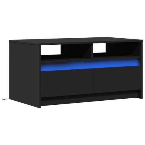 Table basse avec lumières LED noir bois d'ingénierie - Photo n°3; ?>