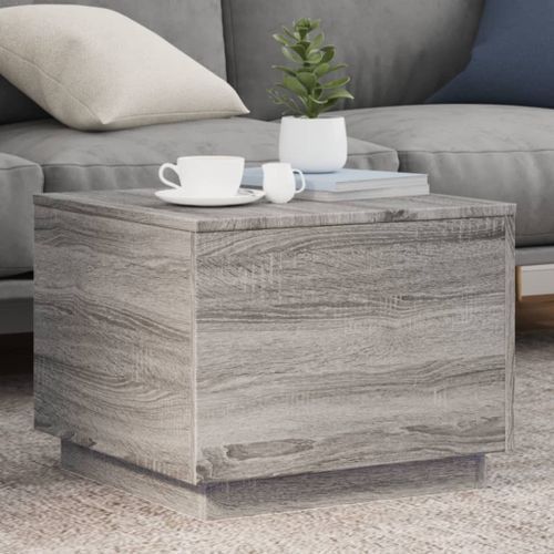 Table basse avec lumières LED sonoma gris 50x50x40 cm - Photo n°2; ?>