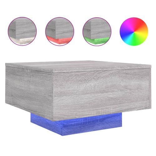 Table basse avec lumières LED sonoma gris 55x55x31 cm - Photo n°2; ?>