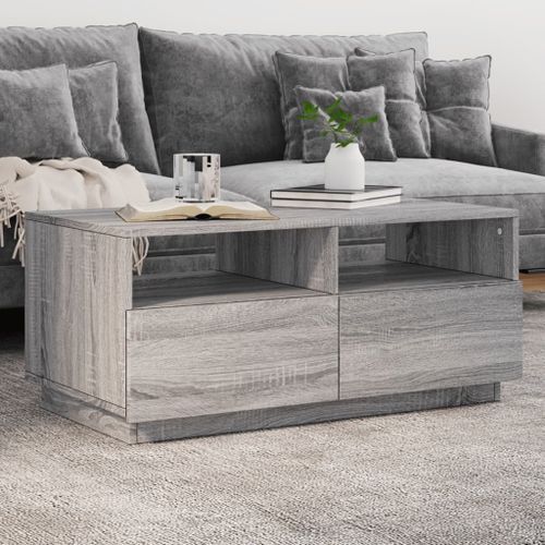 Table basse avec lumières LED sonoma gris 90x49x40 cm - Photo n°2; ?>