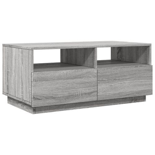 Table basse avec lumières LED sonoma gris 90x49x40 cm - Photo n°3; ?>