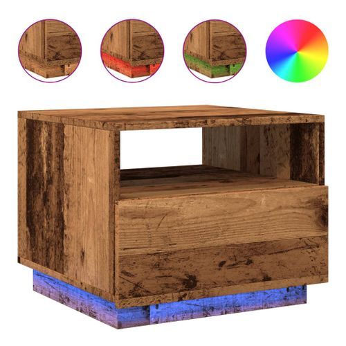 Table basse avec lumières LED vieux bois 50x49x40 cm - Photo n°2; ?>