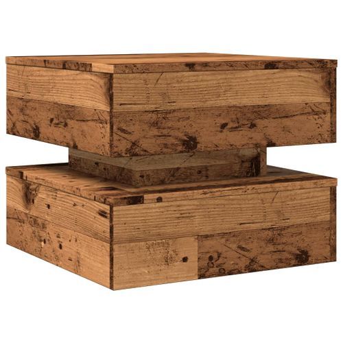 Table basse avec lumières LED vieux bois 50x50x40 cm - Photo n°3; ?>