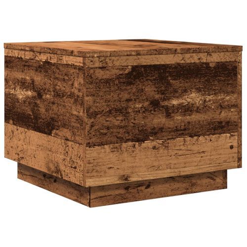 Table basse avec lumières LED vieux bois 50x50x40 cm - Photo n°3; ?>