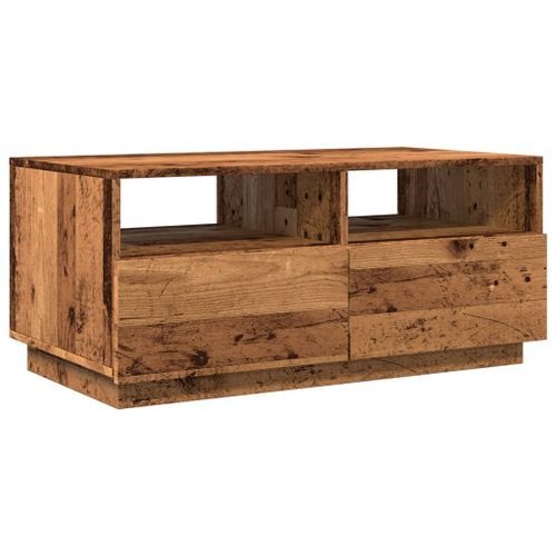 Table basse avec lumières LED vieux bois 90x49x40 cm - Photo n°3; ?>