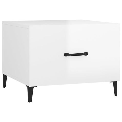 Table basse avec pieds en métal Blanc brillant 50x50x40 cm - Photo n°2; ?>