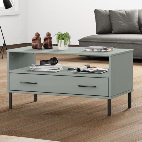 Table basse avec pieds en métal Gris 85x50x45 cm Bois OSLO - Photo n°2; ?>