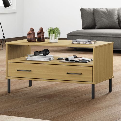 Table basse avec pieds en métal Marron 85x50x45 cm Bois OSLO - Photo n°2; ?>