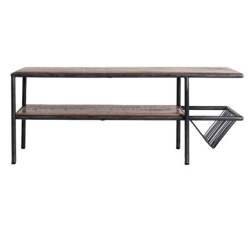 Table basse avec porte-revues manguier massif clair et métal noir Rent - Photo n°2; ?>