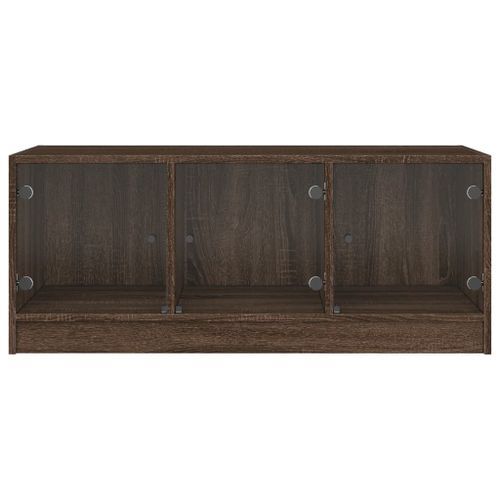 Table basse avec portes en verre chêne marron 102x50x42 cm - Photo n°3; ?>
