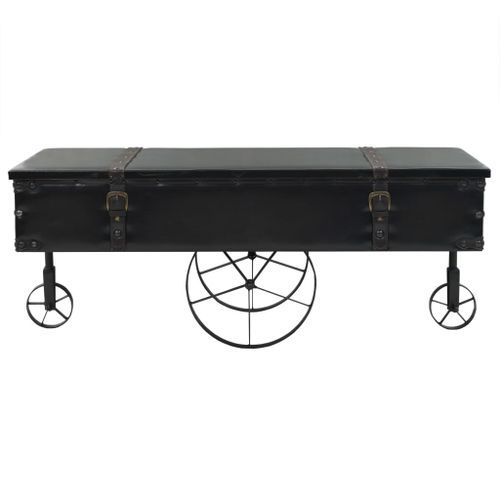 Table basse avec roulettes noir 110x52x43 cm bois d'ingénierie - Photo n°2; ?>