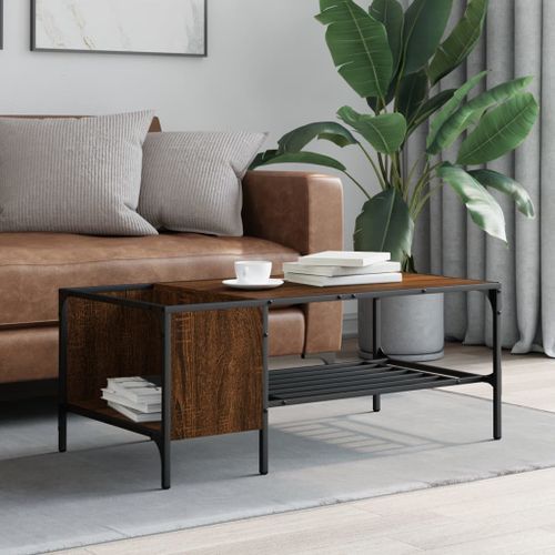 Table basse avec support chêne marron 100x51x40 cm - Photo n°3; ?>