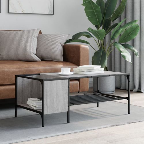 Table basse avec support sonoma gris 100x51x40 cm - Photo n°3; ?>