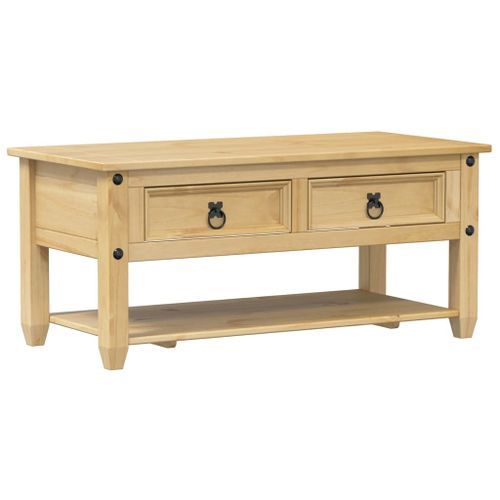 Table basse avec tiroirs Corona 100x48x45 cm bois de pin massif - Photo n°2; ?>