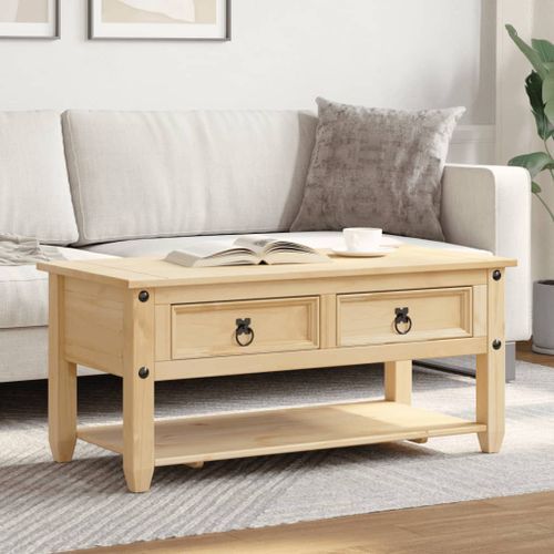 Table basse avec tiroirs Corona 100x48x45 cm bois de pin massif - Photo n°3; ?>