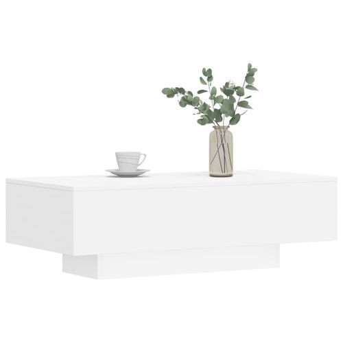 Table basse blanc 100x49,5x31 cm bois d'ingénierie - Photo n°3; ?>