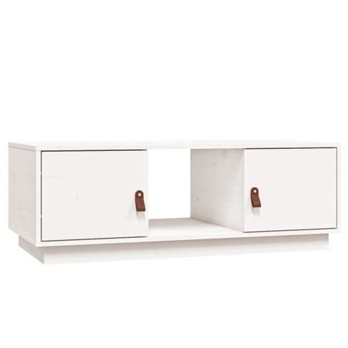 Table basse Blanc 100x50x35 cm Bois massif de pin - Photo n°2; ?>