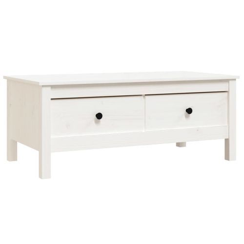 Table basse Blanc 100x50x40 cm Bois massif de pin - Photo n°2; ?>