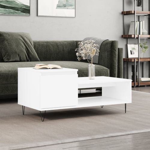 Table basse Blanc 100x50x45 cm Bois d'ingénierie - Photo n°2; ?>