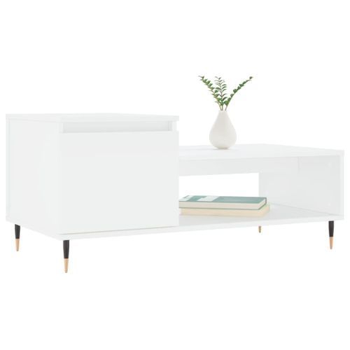 Table basse Blanc 100x50x45 cm Bois d'ingénierie - Photo n°3; ?>