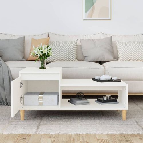 Table basse Blanc 100x50x45 cm Bois d'ingénierie - Photo n°3; ?>